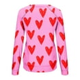thumbnail image 4 of Diufon Hauts de la Saint-Valentin pour Femmes Manches Longues Col Rond Chandail Décontracté Tendance Mignon Imprimé Graphique Blouse, 4 of 7