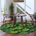 thumbnail image 3 of Round Area Rug 5 Ft, St. Patrick's Day Washable Non-Slip Circle Carpet for Living Room/Bedroom, Spring Country Fourleaf Grass Lucky Low-Profile Runner Mats Collection Rugs for Indoor, 3 of 8
