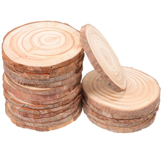 EXHUMKY 20Pcs Versatile Unfinished Wood Rounds with Bark for Craft Projects and Rustic Wedding Decor