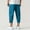 Blue, variant on Fnooota Mens Cotton Linen Pants, Elastic Waist Summer Drawstring Casual Capri Pants Black Size S-3XL