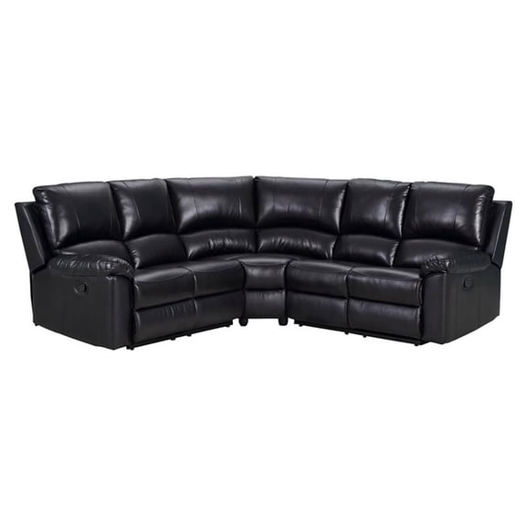 Titan Furnishings Transitional Faux Leather Power Reclining Sectional in Black