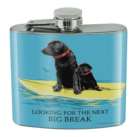 

Looking For the Next Big Break Surfing Dog Puppy Surf Stainless Steel 5oz Hip Drink Kidney Flask