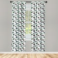 thumbnail image 2 of Ambesonne Buffalo Check Curtains, Plaid Pattern Trees, Pair of 28"x84", Jade Green Ruby White, 2 of 4