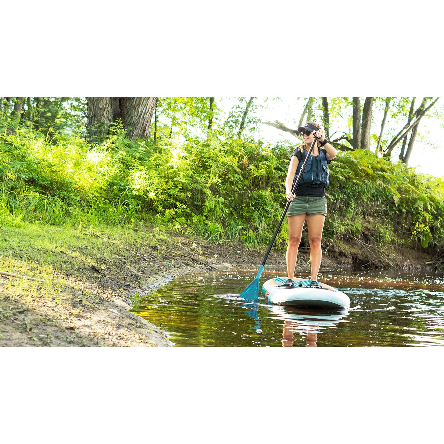 Pelican - Vortex SUP Paddle - 70 to 87 in -Aluminum Shaft with Reinforced Fiberglass Blades  - Blue