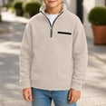 thumbnail image 6 of Kezqiaxn Teen Clothes for Boys Stand Collar Quarter Zip Sweatshirt Classic Waffle Pullover Tops Fall Fashion Size 3-14, 6 of 8