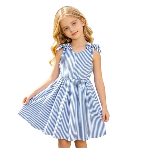 Vividxx Girls Dresses Elegant Striped Tiered For Girls Stylish Summer Sleeveless Party Dress For Tweens And Young Girls Fashion Girl Outfits Clothes