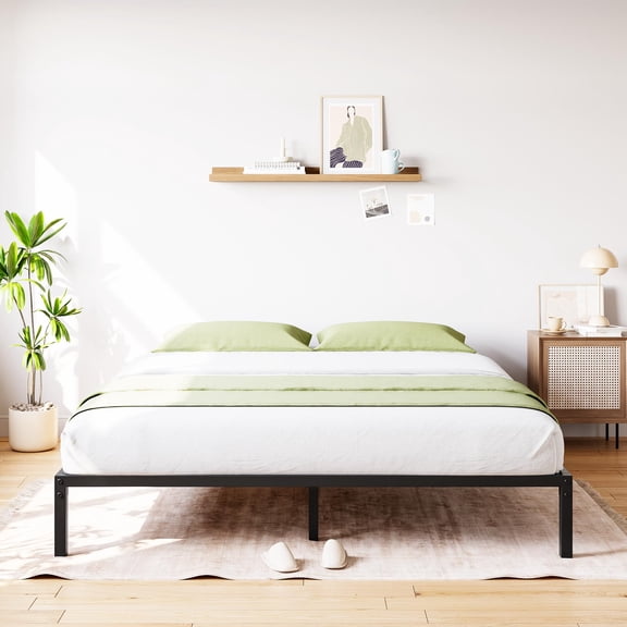 Metal Bed Frame Twin 14 Inch Heavy Duty Platform Bed Frame, Under-Bed Storage Space No Box Spring Needed Noise Free Easy Assembly Mattress Foundation Black