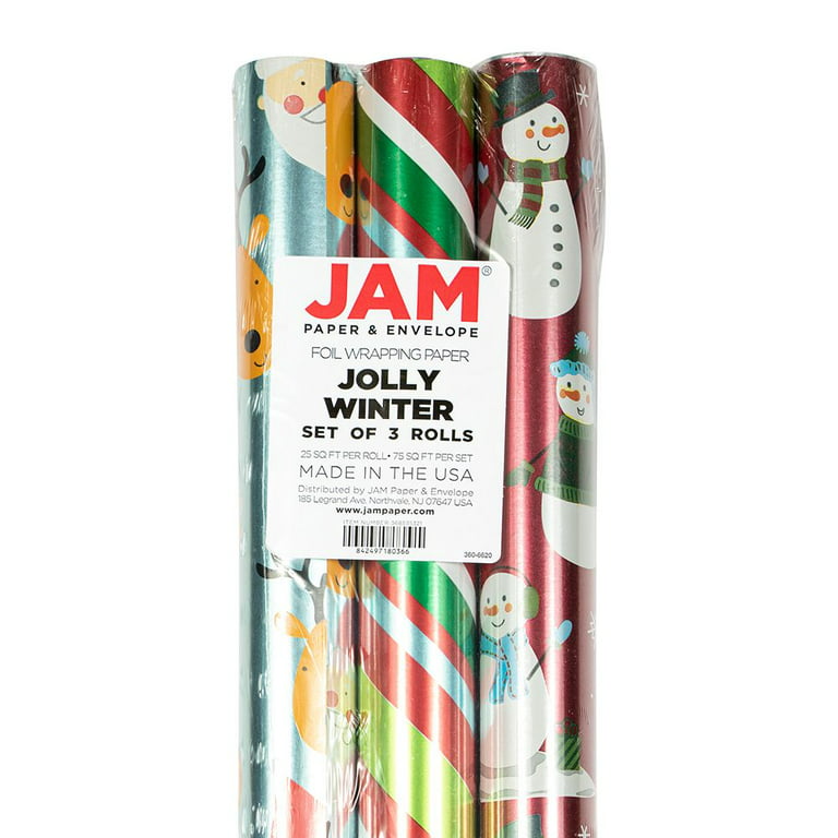 Jam Paper & Envelope 3ct Frosted Holidays Christmas Gift Wrap Rolls : Target