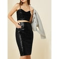 thumbnail image 4 of Women's High Waist Sparkly Black Sequins Midi Skirt Pencil Cocktail Party Skirt, Black, Small, 4 of 7