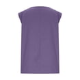 thumbnail image 6 of Staron Women Casual Tops Short Sleeve Button Down Tunic Blouse Solid Color Round Neck Loose Comfy Vacation Travel Party Shirt, Purple XL, 6 of 7