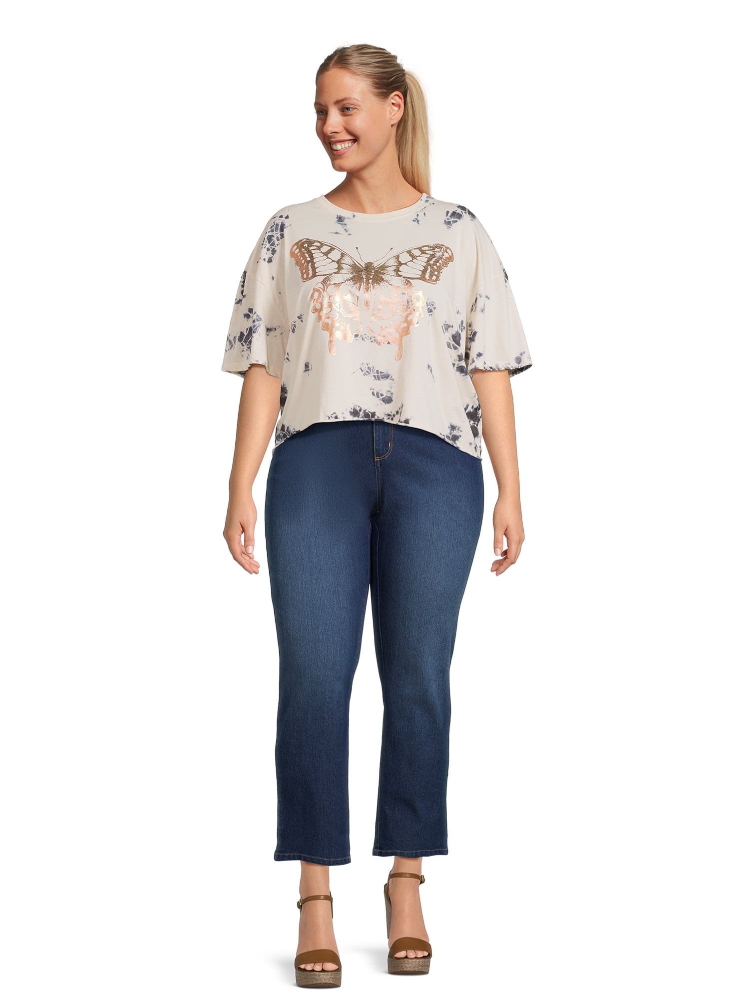 JMS Just My Size by Hanes 5 Pocket Stretch Jeans, Women's Plus and Women's Plus Petite, Sizes 16W-26W