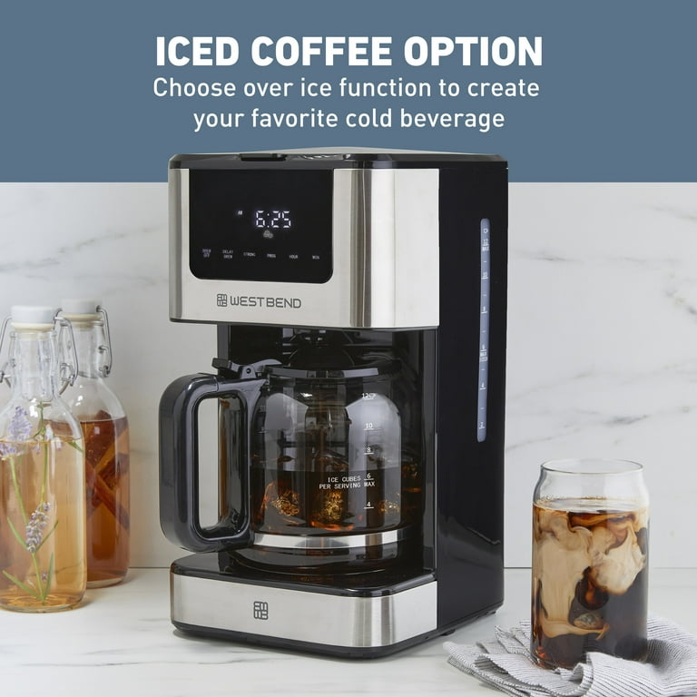 West Bend 12 Cup Hot & Iced Coffee Maker, in Stainless Steel West Bend 12 Cup Hot & Iced Coffee Maker, in Stainless Steel