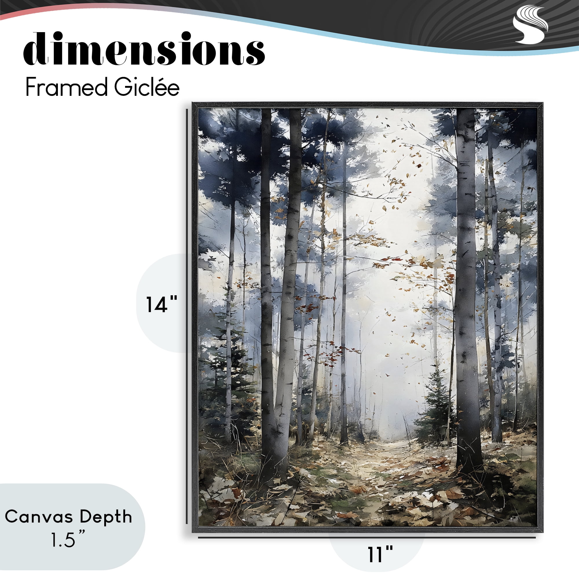 Stupell Industries Cold Woods Birch Forest Black Framed Giclee Art, design by Franklyn Gregory