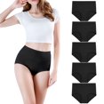 thumbnail image 1 of wirarpa Women's Cotton Underwear Full Coverage Brief Panties Black 5 Pack Sizes 5-10, 1 of 7