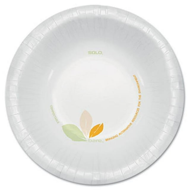 Solo Cup OFHW12J7234 Bare Paper Eco-Forward Dinnerware 12 oz. Bowl, Green-Tan