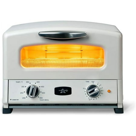 

sengoku set-g16a(w) compact countertop graphite technology toaster oven with 4 non-stick pans for toasting and baking eggshell white