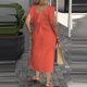 thumbnail image 4 of Vestido de Verano para las Mujeres sin Mangas Cuello en V con Mangas Voladoras, Color Sólido Y Vestido Sexy Fluido para las Mujeres, 4 of 6