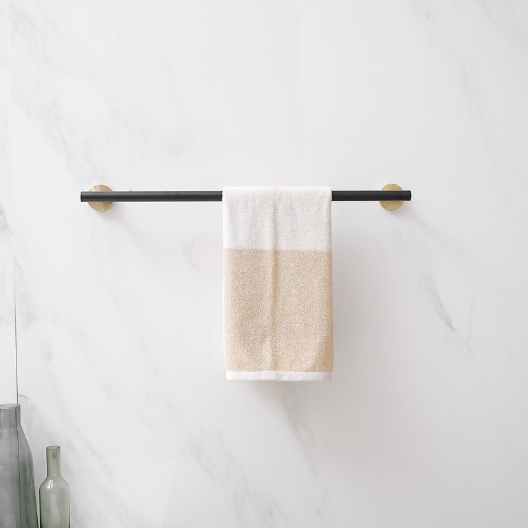 Co-t Gold Towel Bar - Self Adhesive Towel Holder + 2 Packs Towel Hooks  Bathroom Accessories, 16-Inch Towel Rack For Bathroom Stainless Steel  Brushed Brass