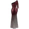 thumbnail image 3 of Angel-fashions Women's Asymmetric Ribbon Gradual Sequin Mermaid Prom Dress, 3 of 5
