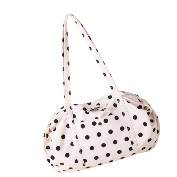 Large-Capacity Nylon Shoulder Bag With A Lightweight, Polka-Dot Design, For Everyday Casual Use.
