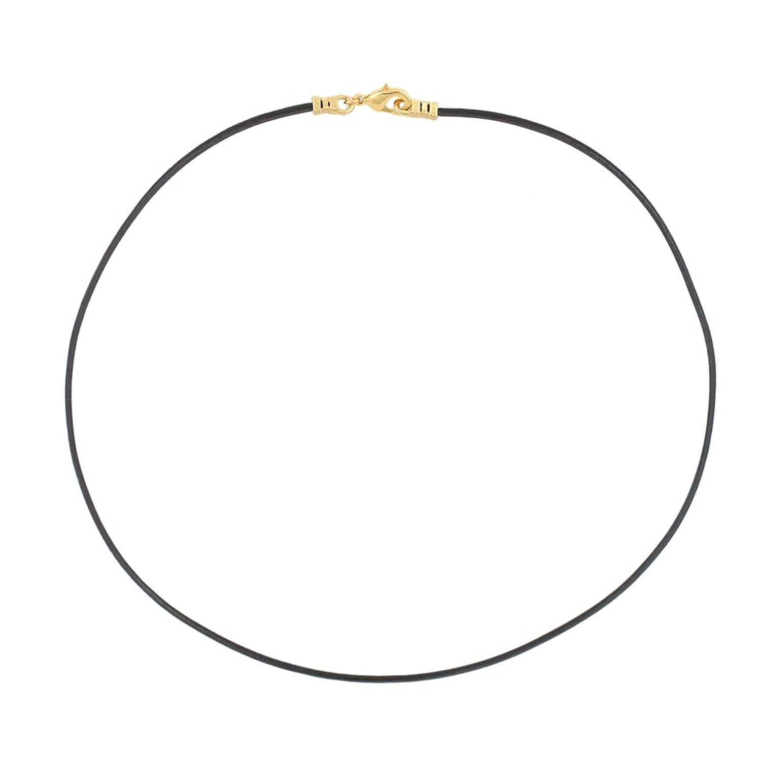 Gold Plated 1.8mm Fine Black Leather Cord Necklace
