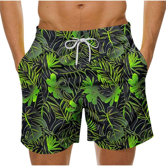 Mens Swimming Trunks, Swim Shorts Men Hawaiian Printed Board Shorts Elastic Waist Swim Trunks with Pockets and Drawstring Holiday Beach Surfing Boardshorts Summer Casual Short Pants Beachwear
