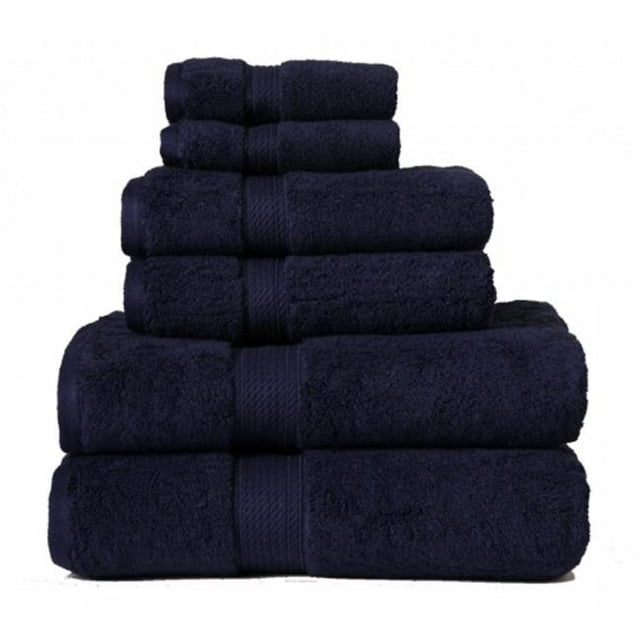 Ensemble de Serviettes en Coton Peigné 900GSM 6 Pcs Bleu Marine