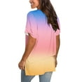thumbnail image 5 of Tdoqot Womens Trendy Gradient Shirts- Short Sleeve V-Neck Summer Casual Loose Fit Tops Blouse Sky Blue Size 2XL, 5 of 7