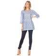 thumbnail image 5 of Sakkas Sasa Women's Casual Summer Cotton 3/4 Sleeve Print Loose Tunic Top Blouse - 19922-TileBlue - L/XL, 5 of 5