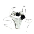thumbnail image 4 of IDALL Bikini Sets Bathing Suit Solid Color Rose Drawstring One Swimsuit Bikini Bikini Womens Swimsuits Micro Bikini White 1 S, 4 of 5
