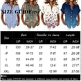 thumbnail image 2 of Bbyeadc Button Up Shirts for Women Short Sleeve Round Neck Tee Striped Print Rolled Cuffs Top Casual Loose Summer T-Shirt with Pocket,Navy(XL), 2 of 5