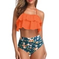 thumbnail image 1 of Tempt Me Trajes de baño de dos piezas para mujer, bikini de cintura alta, con volantes y control de barriga, trajes de baño halter, 1 of 4