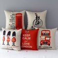 thumbnail image 2 of HEVIRGO London Characters Flag Bus Linen Cushion Throw Pillow Cover Case Pillowcase, 2 of 10
