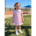 thumbnail image 5 of BemeyourBBs Toddler Baby Girl Summer Beach Dress Little Girls Princess Party Dress Puff Short Sleeve Peter Pan Doll Collar Cute Castle Tiara Embroidery A-Line Casual Pleated Dresses, 5 of 9
