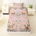 thumbnail image 3 of Erosebridal Tropical Flower Twin Sheet Sets, Jungle Animal Deer Squirrel Bedding, 3 Pieces, 1 Flat Sheet 1 Fitted Sheet and 1 Pillowcase, 3 of 5