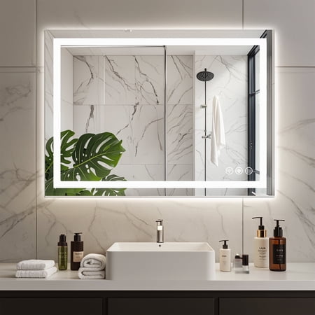 Condition photo showing Good Condition for edx 24 x32  anti-fog led bathroom mirror with dual light source and three lighting modes  white