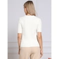 thumbnail image 3 of DARING DIVA Short Sleeve Sweater Cable Knit Lightweight Fall Tops M White, 3 of 6