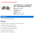 thumbnail image 2 of Front Brake Pad Set - Compatible with 2016 - 2022 Mercedes-Benz Metris 2017 2018 2019 2020 2021, 2 of 2