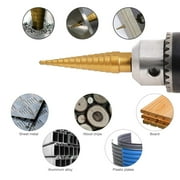 Step Drill Bit Set, 6 Pcs Titanium High Speed Steel Unibit Drill Bits, Stepped Up Bits & Automatic Center Punch for Sheet Metal, DIY Lovers with Aluminum Case, Total 50 Sizes for Multiple Hole