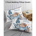 thumbnail image 2 of Blue Gnomes Christmas Pillow Cases Standard Size Set of 2 - Microfiber Bed Throw Pillow Covers, Xmas Gifts Snowflake Pine Cones Decorative Lumbar Pillow Cover with Envelope Closure for Sofa 20"x26", 2 of 6