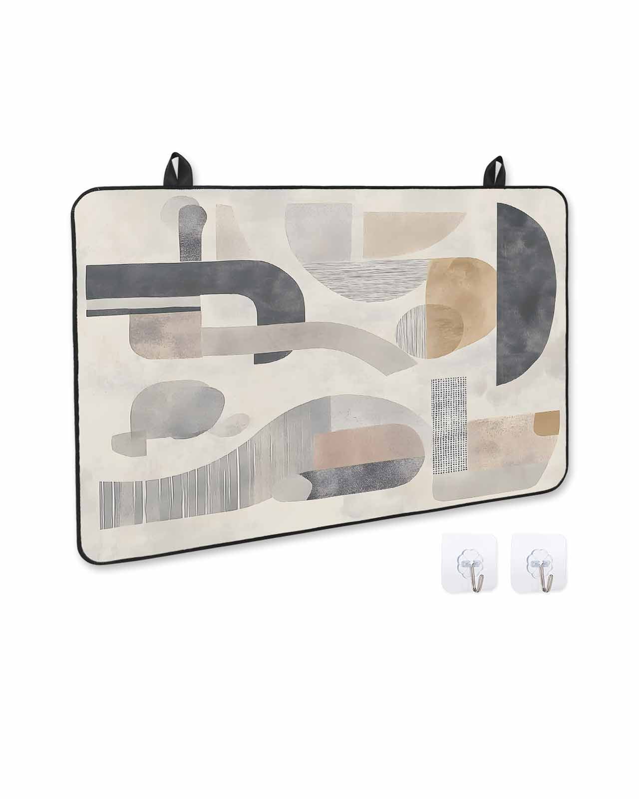 nqOlkjepod Large Induction Cooktop Protector Mat 36"x21", Grey Brown Boho Stove Top Covers for Electric Stove, Abstract Vintage Modern Geometric Stove Burner Cover Mats, Glass Top Stove Cover