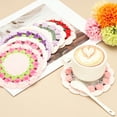thumbnail image 4 of Floral Crochet Coasters, Flower Knitted Cup Mats Crochet Plant Pot Coaster for Wedding Birthday Decor Grey, 4 of 7