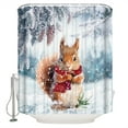 thumbnail image 2 of Christmas Squirrel, Waterproof Fabric Shower Curtain, Forest Snowflake Pine Tree Watercolor Shower Curtain for Bathroom Curtains Bathtubs Hotel Washable Shower Curtains with 12 Hooks Standard 66x72, 2 of 6