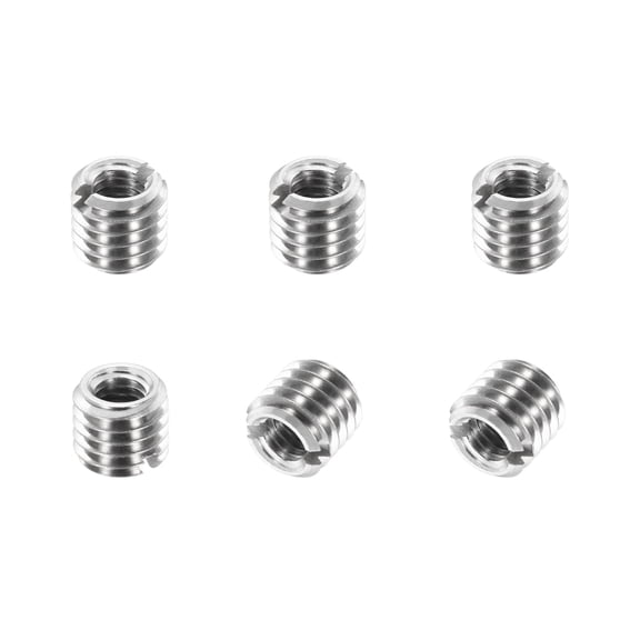 Thread Adapters Sleeve Reducing Nut, 6Pcs M8x1.25 Male to M5x0.8 Female Repairing Insert Nut Screw Reducer Conversion 303 Stainless Steel Fastener 6mm