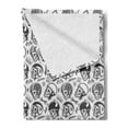 thumbnail image 2 of Manly Soft Flannel Fleece Throw Blanket, Greyscale Pattern with Rider Skulls Bone Bikers Repair Shops Services Art, Cozy Plush for Indoor and Outdoor Use, 70" x 90", Charcoal Grey White, by Ambesonne, 2 of 5