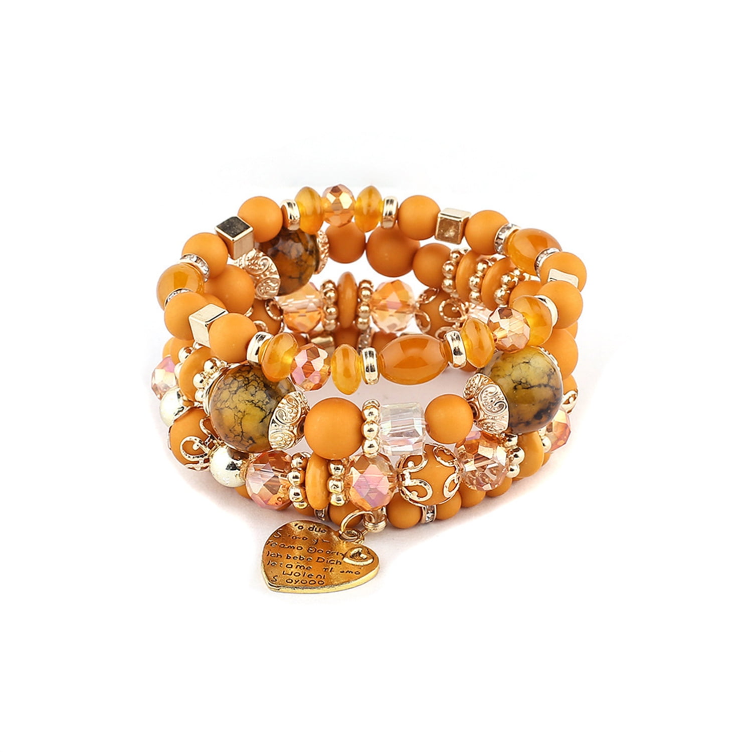 Twinfree Bohemian Stretch Bracelets for Women Multilayer Colorful Beads Bracelet with Charm Jewelry 