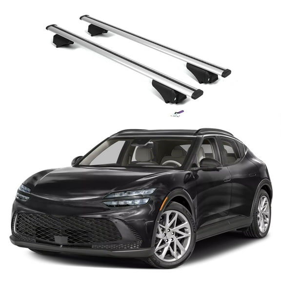 ERKUL Roof Rack Cross Bars for Genesis GV60 2023-2025 | Aluminum Crossbars with Anti Theft Lock for Rooftop | Compatible with Flush Rails - Silver