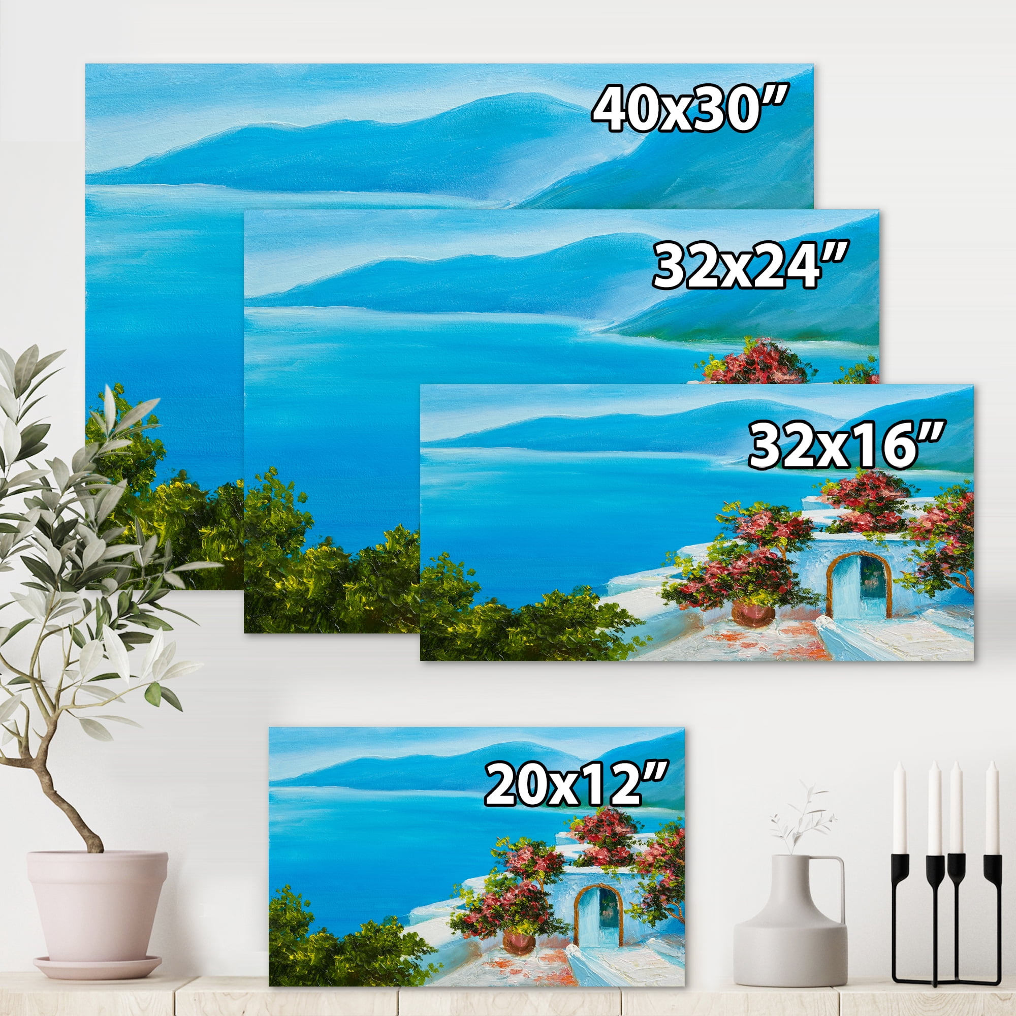 Designart ' House With Colorful Flowers Near The Sea I ' Nautical & Coastal Canvas Wall Art Print