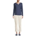 Nine.Eight Women's Waffle Knit Henley with Long Sleeves