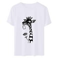thumbnail image 6 of Uaswgudfs Women's Animal Print Graphic Short Sleeve Crew Neck Tee Casual Loose Fit Everyday Wear Trendy Summer White 3XL, 6 of 6